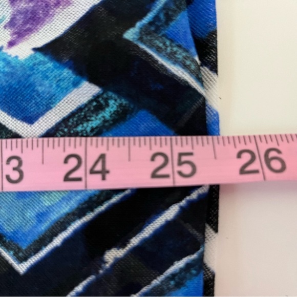 Chicos Black Blue Geometric Print Bianca Short Sleevee Blouse - Picture 12 of 14